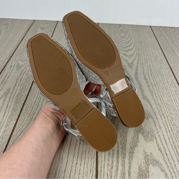 Journee Collection Nysha Formal Glitter Gem Material Flats 7.5 Silver $100 - Picture 7 of 8